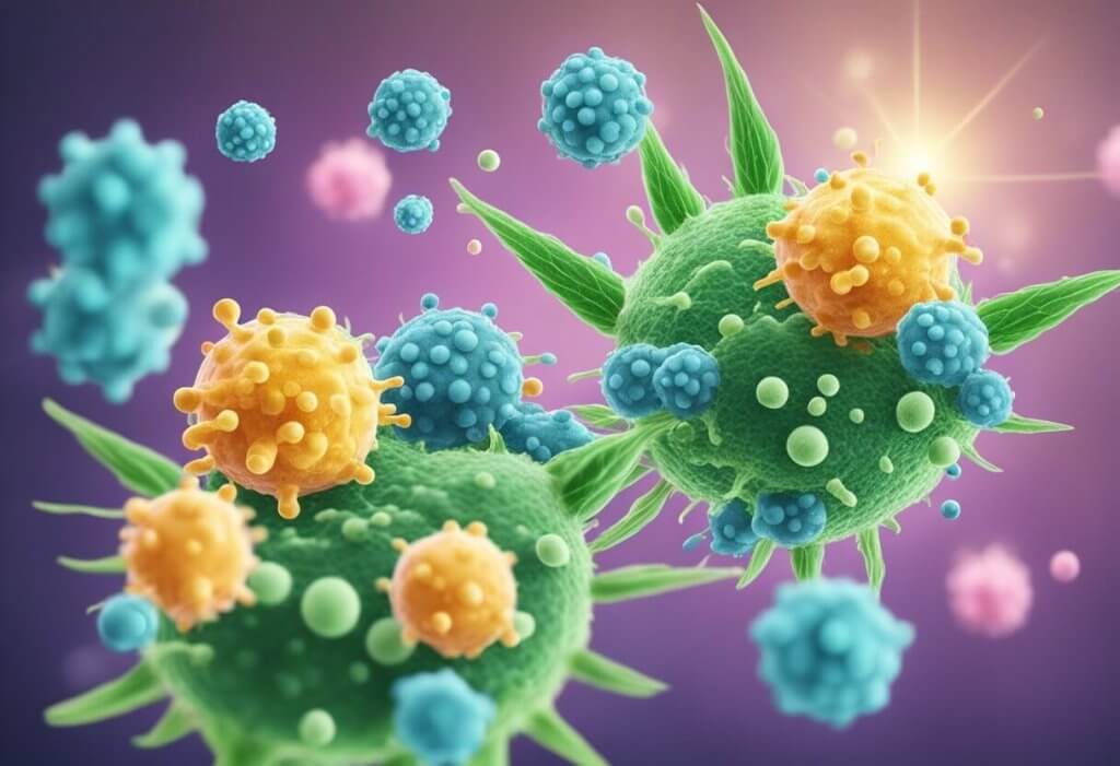 CBD molecules attacking and destroying bacterial cells