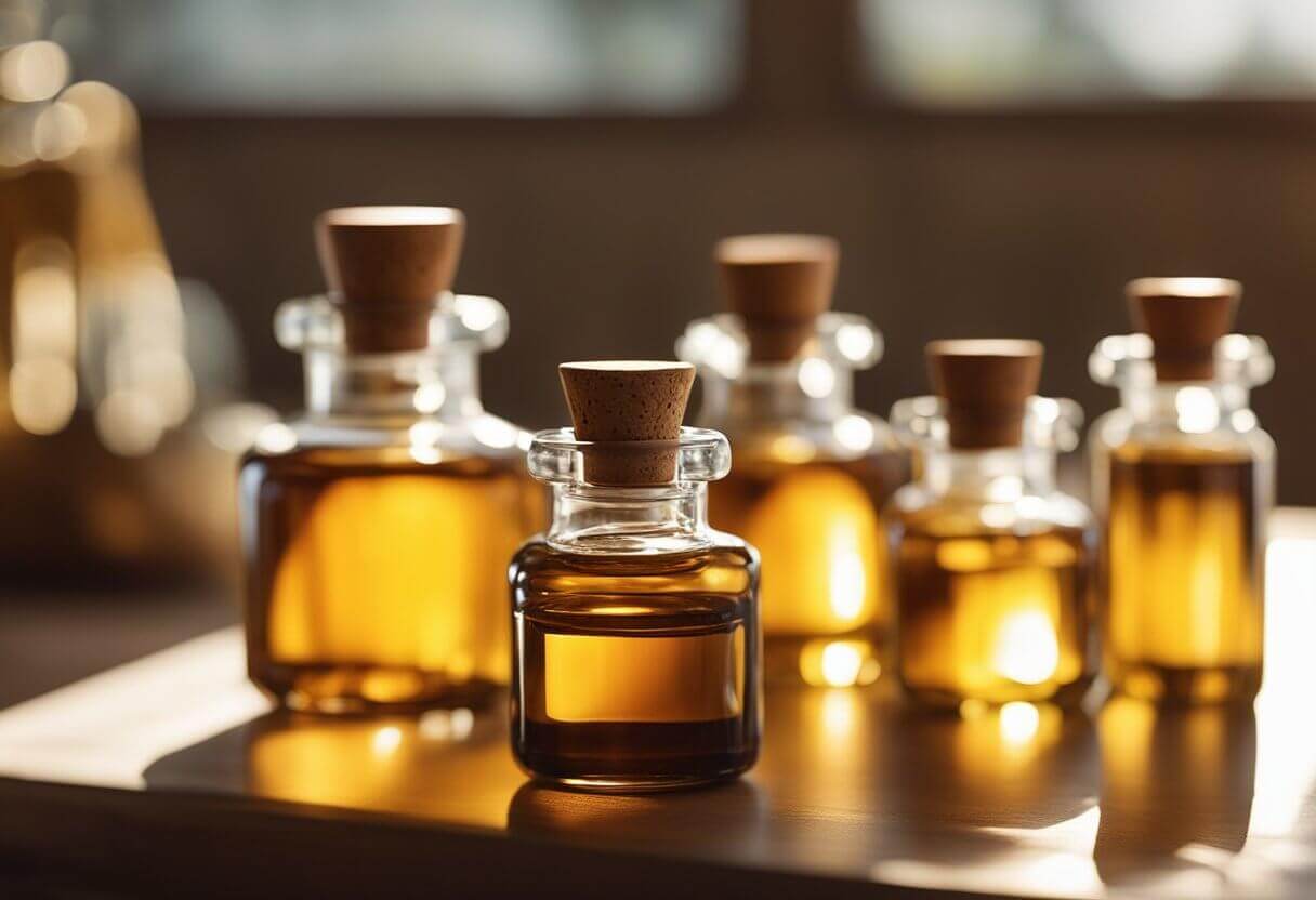 CBD for pain - bottles of CBD on a sunlit counter.