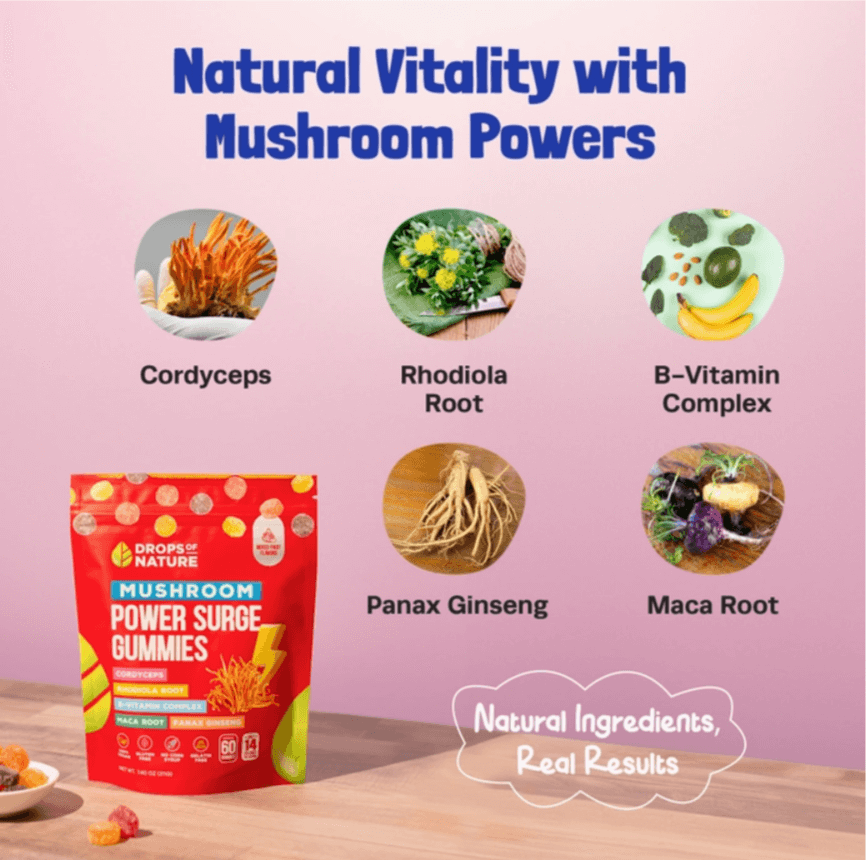 Drops of Nature Mushroom Power Surge Gummies 60ct