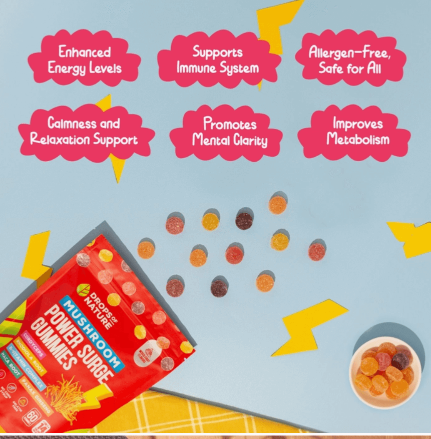 Drops of Nature Mushroom Power Surge Gummies 60ct - Image 3